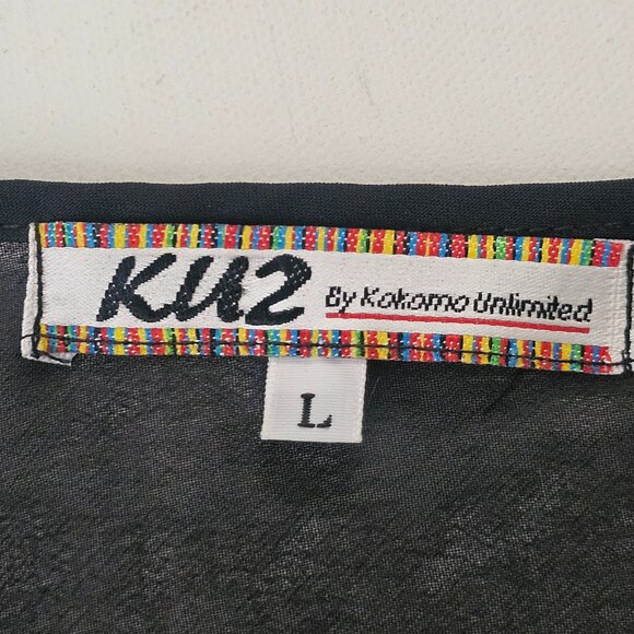 KU2 Kokomo Unlimited Blouse and Necklace Women Size L Silk Blossom Open Shoulder - Picture 8 of 13